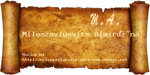 Miloszavlyevits Almiréna névjegykártya